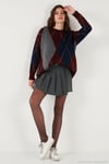 Oversize Fit Bisiklet Yaka Baklava Desenli Kadın Kazak 4615578 BORDO