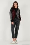 Oversize Fit Bisiklet Yaka Baklava Desenli Kadın Kazak 4615578 SİYAH