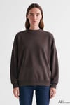Oversize Fit Bisiklet Yaka Kadın Sweat 168837-89103 KOYU KAHVE