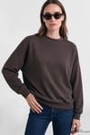 Oversize Fit Bisiklet Yaka Kadın Sweat 168837-89103 KOYU KAHVE