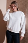 Oversize Fit Bisiklet Yaka Kadın Sweat 25K0141K1 EKRU