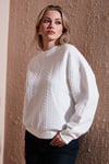 Oversize Fit Bisiklet Yaka Kadın Sweat 25K0141K1 EKRU