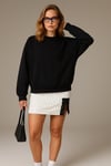Oversize Fit Bisiklet Yaka Kadın Sweat 25K0141K1 SİYAH