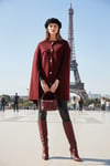 Oversize Fit Bisiklet Yaka Pelerin Kol Düğmeli Kadın Panço 4617015 BORDO