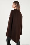 Oversize Fit Bisiklet Yaka Pelerin Kol Düğmeli Kadın Panço 4617015 KAHVE