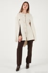 Oversize Fit Bisiklet Yaka Pelerin Kol Düğmeli Kadın Panço 4617015 TAŞ