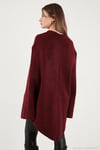 Oversize Fit Bisiklet Yaka Pelerin Kol Düğmeli Kadın Panço 4617015 BORDO