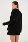 Oversize Fit Desenli V Yaka Triko Kadın Hırka 4616193 SİYAH