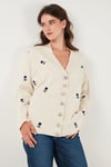 Oversize Fit Desenli V Yaka Triko Kadın Hırka 4616193 Krem-Saks