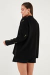 Oversize Fit Desenli V Yaka Triko Kadın Hırka 4616193 SİYAH
