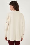 Oversize Fit Desenli V Yaka Triko Kadın Hırka 4616193 Krem-Kırmızı