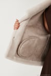 Oversize Fit Geniş Yaka Astarlı Kadın Kürk 497AFRA EKRU