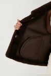 Oversize Fit Geniş Yaka Astarlı Kadın Kürk 497AFRA KAHVE