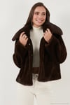 Oversize Fit Geniş Yaka Astarlı Kadın Kürk 497AFRA KAHVE
