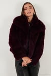Oversize Fit Gömlek Yaka Cepli Astarlı  Mont Kadın Kürk 497BERRY BORDO