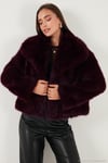 Oversize Fit Gömlek Yaka Cepli Astarlı  Mont Kadın Kürk 497BERRY BORDO