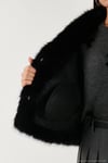Oversize Fit Gömlek Yaka Cepli Astarlı  Mont Kadın Kürk 497BERRY SİYAH