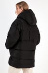 Oversize Fit Kapüşonlu Şişme Kadın Mont 640Y047 SİYAH