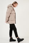 Oversize Fit Kapüşonlu Şişme Kadın Mont 640Y047 TAŞ