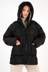 Oversize Fit Kapüşonlu Şişme Kadın Mont 640Y047 SİYAH