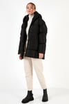 Oversize Fit Kapüşonlu Şişme Kadın Mont 640Y047 SİYAH
