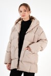 Oversize Fit Kapüşonlu Şişme Kadın Mont 640Y047 TAŞ