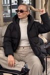 Oversize Fit Kapüşonlu Şişme Kadın Mont 640Y047 SİYAH
