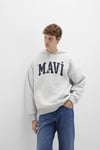 Oversize Fit Kapüşonlu Yaka Logo Baskılı Erkek Sweat 067149-80196 AÇIK GRİ