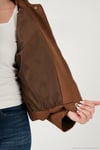 Oversize Fit Klasik Yaka Süet Dokulu Bomber Ceket Kadın Mont 6524932 TABA