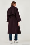 Oversize Fit Kruvaze Yaka Düğmeli Kemerli Uzun Kadın Trençkot 6839476 MÜRDÜM