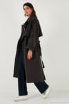 Oversize Fit Kruvaze Yaka Düğmeli Kemerli Uzun Kadın Trençkot 6839476 KOYU KAHVE