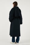 Oversize Fit Kruvaze Yaka Düğmeli Kemerli Uzun Kadın Trençkot 6839476 LACİVERT