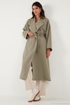 Oversize Fit Kruvaze Yaka Kuşaklı Astarlı Kadın Trençkot 6839617 HAKİ