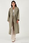 Oversize Fit Kruvaze Yaka Kuşaklı Astarlı Kadın Trençkot 6839617 HAKİ