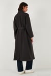 Oversize Fit Kruvaze Yaka Kuşaklı Astarlı Kadın Trençkot 6839617 KOYU KAHVE