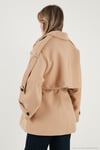 Oversize Fit Kruvaze Yaka Kuşaklı Kaşe Kadın Kaban 6839669 CAMEL