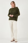 Oversize Fit Madonna Yaka Triko Kadın Kazak 4615216 HAKİ