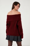 Oversize Fit Madonna Yaka Triko Kadın Kazak 4615216 BORDO