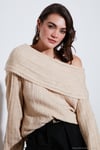 Oversize Fit Madonna Yaka Triko Kadın Kazak 4615216 BEJ