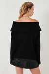 Oversize Fit Madonna Yaka Triko Kadın Kazak 4615216 SİYAH