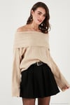 Oversize Fit Madonna Yaka Triko Kadın Kazak 4615216 BEJ