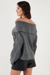 Oversize Fit Madonna Yaka Triko Kadın Kazak 4615216 ANTRASİT