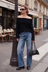 Oversize Fit Madonna Yaka Triko Kadın Kazak 4615216 SİYAH