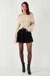 Oversize Fit Madonna Yaka Triko Kadın Kazak 4615216 BEJ