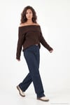 Oversize Fit Madonna Yaka Triko Kadın Kazak 4615216 KAHVE