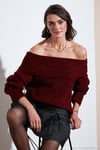 Oversize Fit Madonna Yaka Triko Kadın Kazak 4615216 BORDO