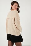 Oversize Fit Madonna Yaka Triko Kadın Kazak 4615216 BEJ