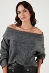 Oversize Fit Madonna Yaka Triko Kadın Kazak 4615216 ANTRASİT