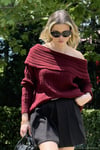 Oversize Fit Madonna Yaka Triko Kadın Kazak 4615216 BORDO