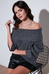Oversize Fit Madonna Yaka Triko Kadın Kazak 4615216 ANTRASİT